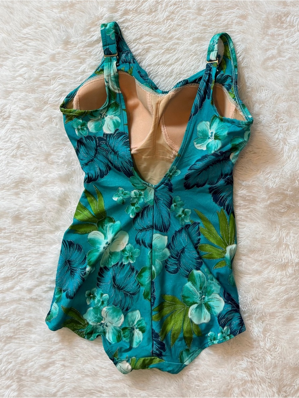Vintage Roxanne Bra-Sized One Piece Swimsuit - Size 14 / 36DD - Picture 3 of 6